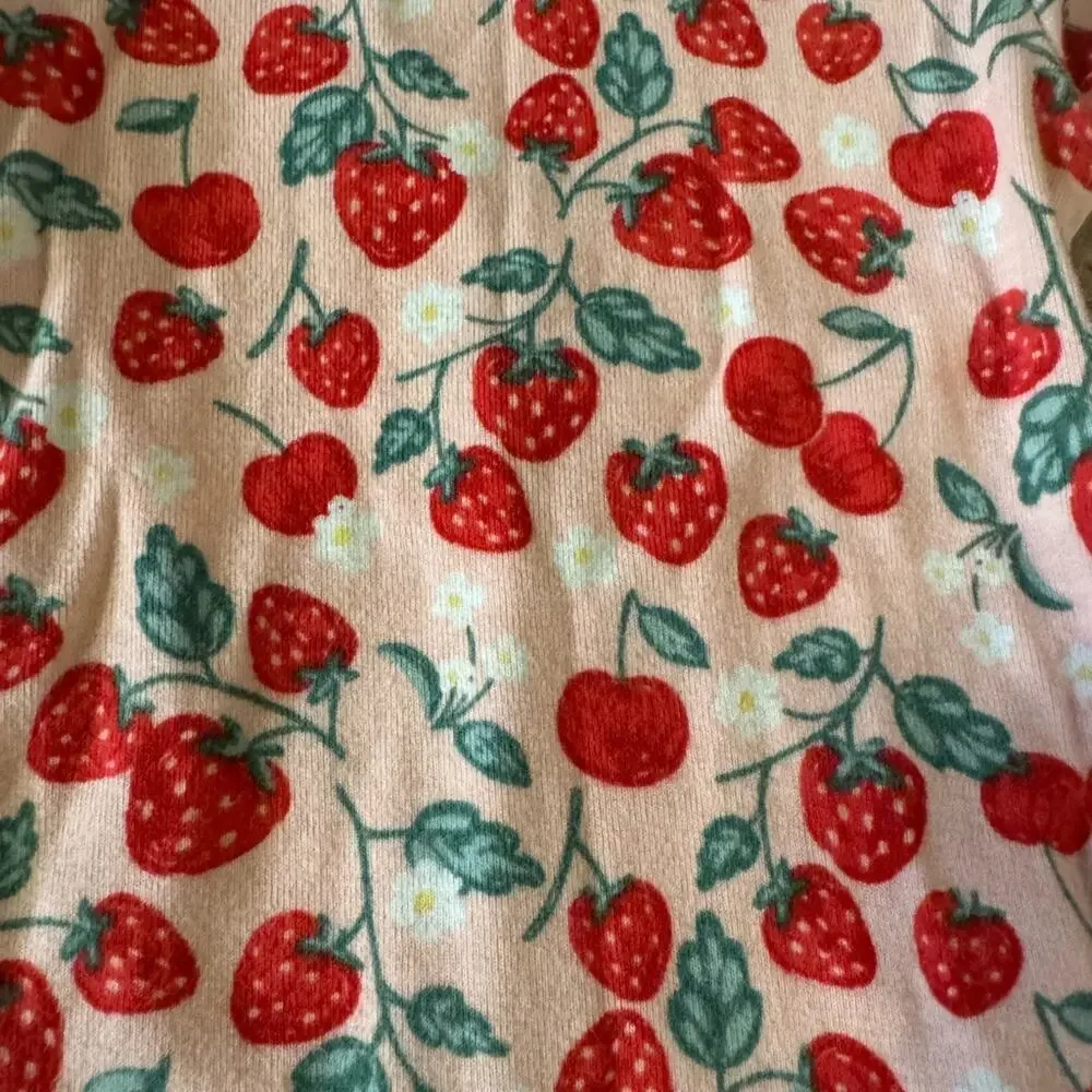 Adorable Fun Strawberry & Cherry Print 2 Piece Pajama Set Size 18M